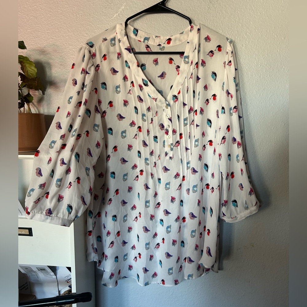 White bird Print Women's Top blouse